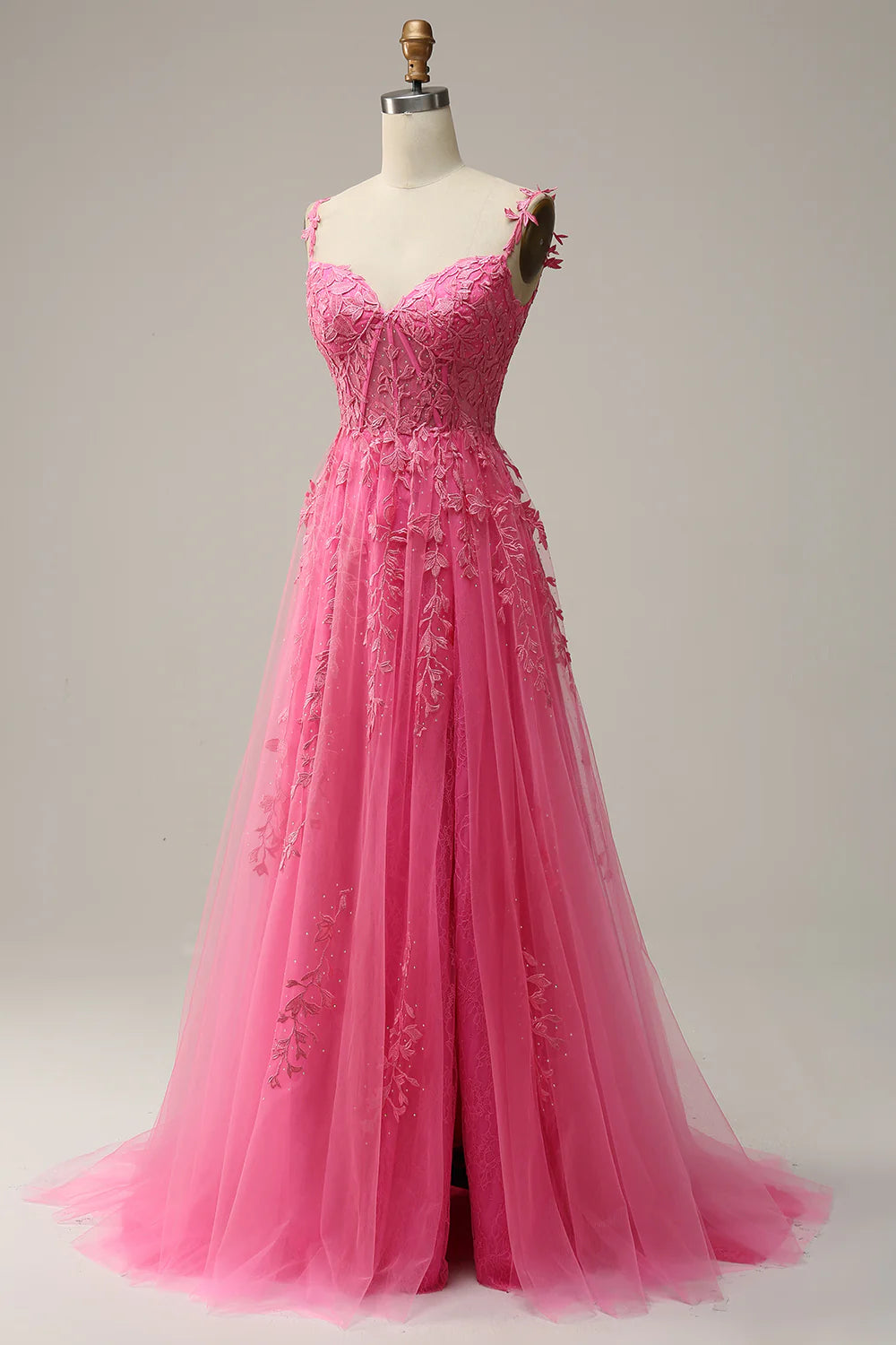 A Line Spaghetti Straps Prom Party Dresses With Appliques