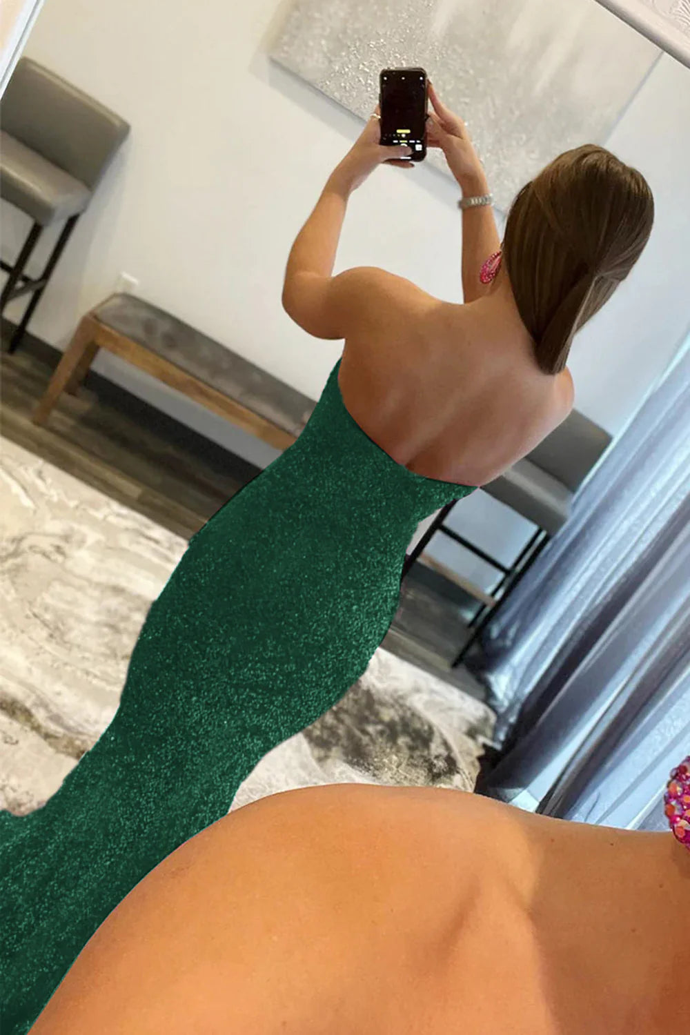 Vestido de fiesta largo hasta el suelo con corte sirena y escote corazón