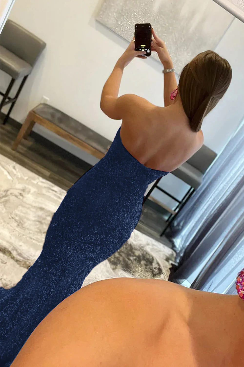 Vestido de fiesta largo hasta el suelo con corte sirena y escote corazón