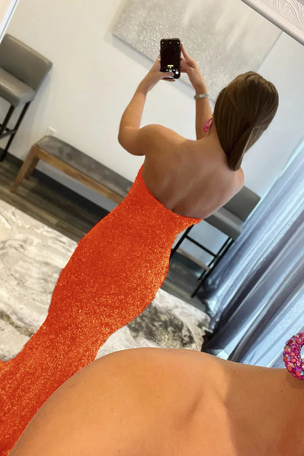 Vestido de fiesta largo hasta el suelo con corte sirena y escote corazón