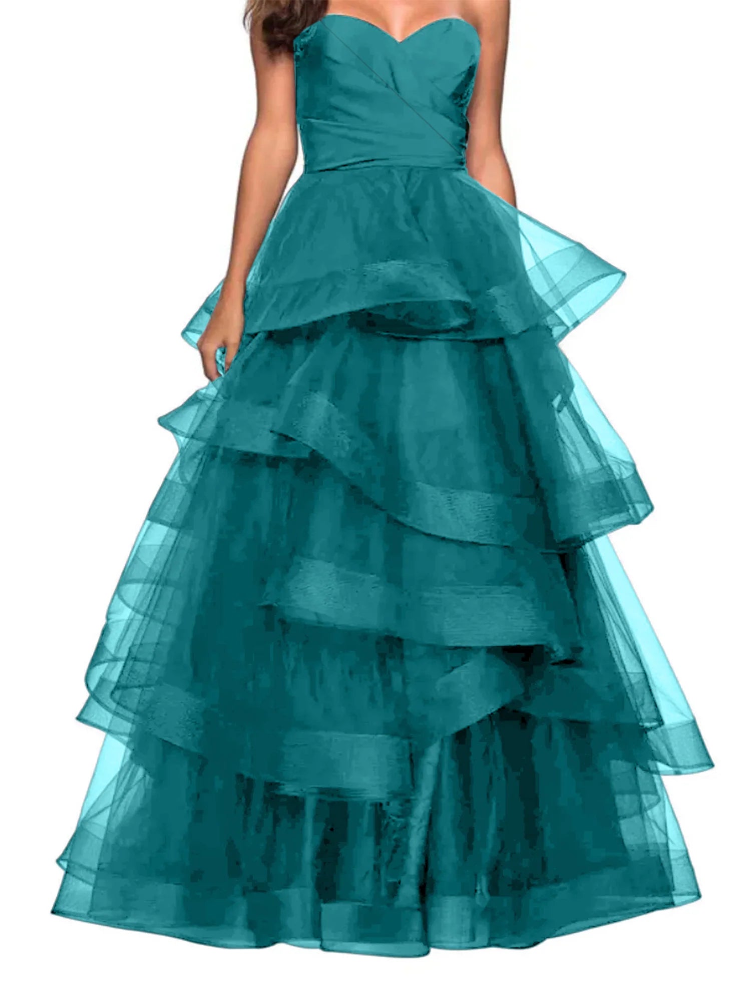 A-Line Sweetheart Ruffles Ball Gown Prom Dresses For Evening