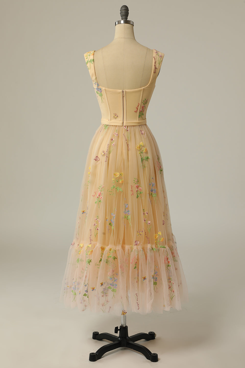 Weitese A Line Sweeheart Champagne Prom Dress with Embroidery