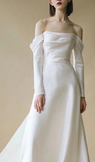 Off-the-Shoulder Strapless Bow Shouler Wedding Dress