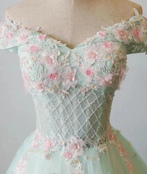 Romantic Ballgown Sweetheart Off Shoulder Lace Up Train Long Prom Dress