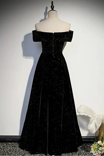 Luxury A-line Off Shoulder Short Sleeve Zipper Back Long Prom Dress