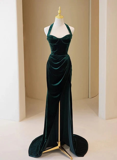 Luxury Mermaid Halter Sleeveless Zipper Back Long Prom Dress