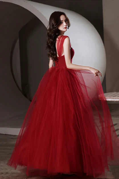 Romantic A-line Off Shoulder Short Sleeve Lace Up Back Long Prom Dress