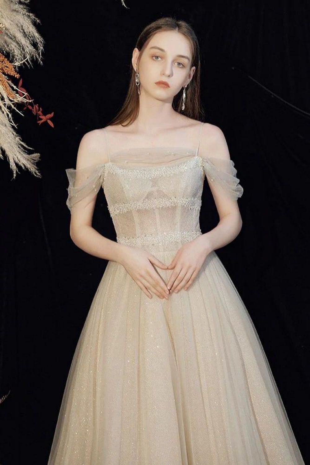 Weitese Bling A Line Off the Shoulder White Formal Dress Party Dress