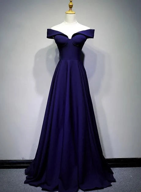 Elegant A-line Sweetheart Off Shoulder Lace Up Long Bridesmaid Dress
