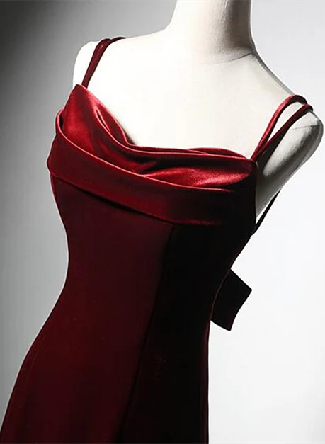 Elegant Mermaid Cowl Neck Spaghetti Strap Bow Back Long Prom Dress