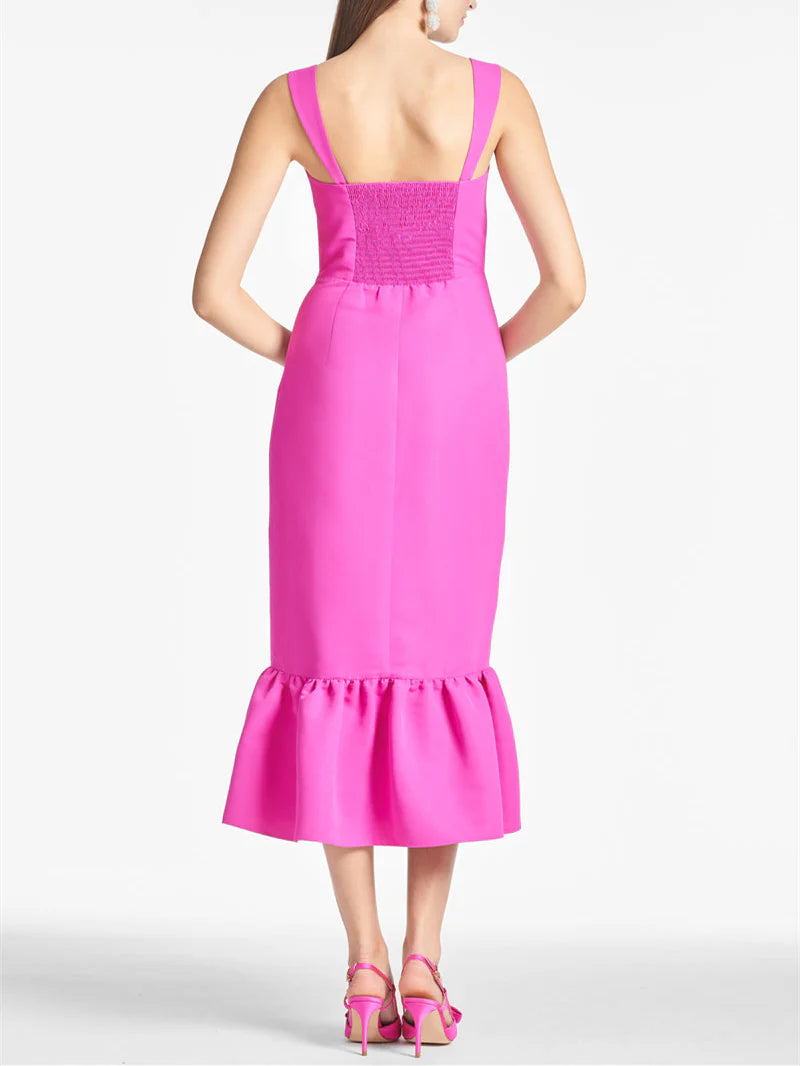 Sheath Square Neck Tea-Length Homecoming Dresses Party Dress