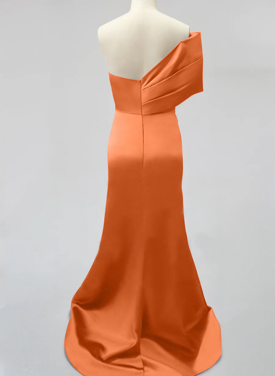 Vestidos de fiesta de sirena/trompeta con un solo hombro y sin mangas