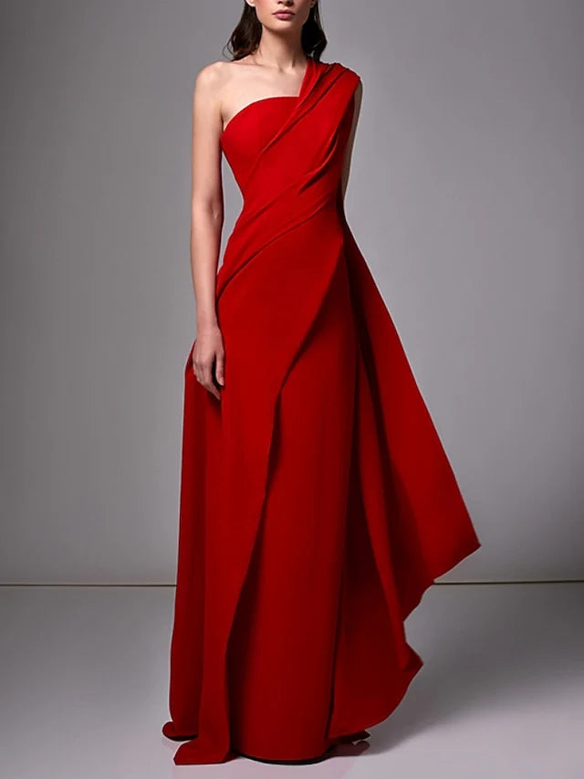 Sheath/Column One-Shoulder Sleeveless Evening Dresses