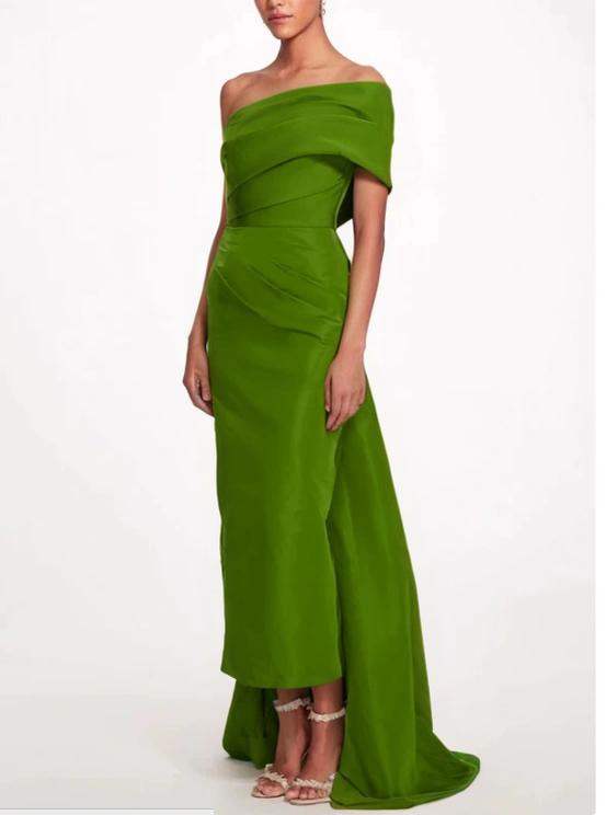 Sheath / Column Evening Gown Elegant Dress Formal Prom Sweep / Brush Train Sleeveless One Shoulder Taffeta Backless