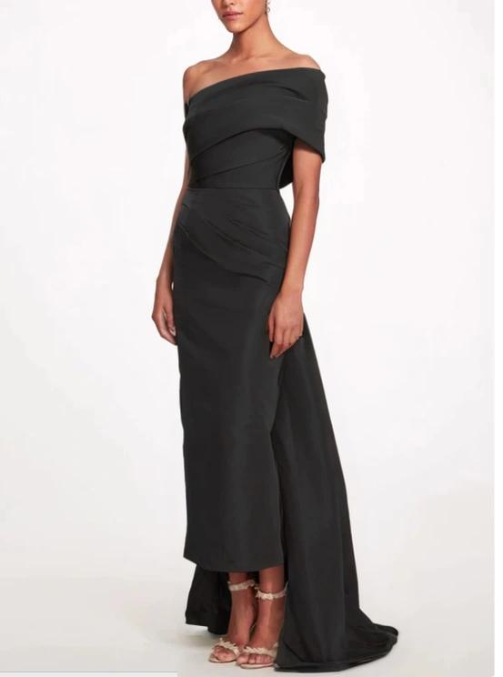Sheath / Column Evening Gown Elegant Dress Formal Prom Sweep / Brush Train Sleeveless One Shoulder Taffeta Backless