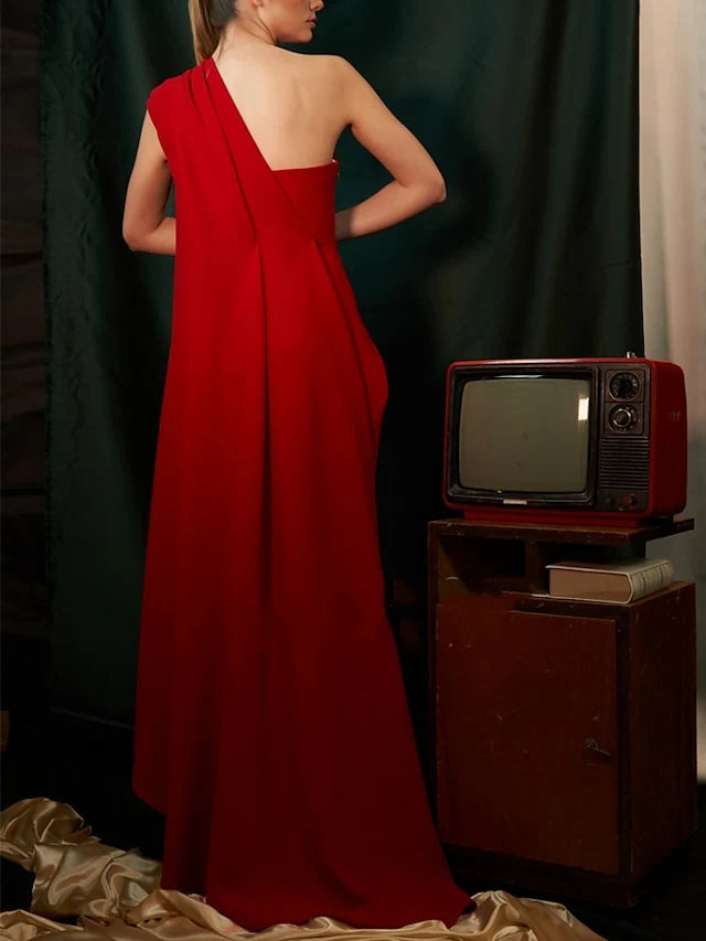 Sheath/Column One-Shoulder Sleeveless Evening Dresses