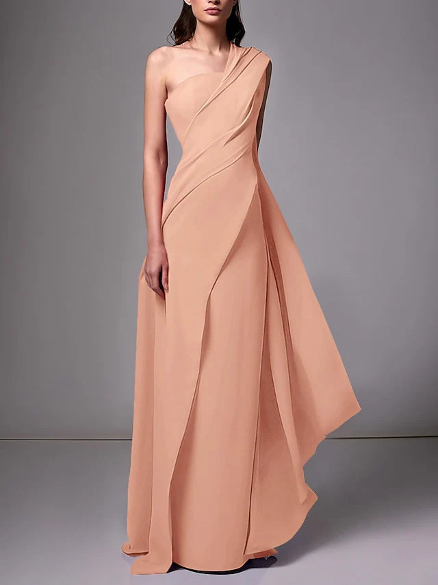 Sheath/Column One-Shoulder Sleeveless Evening Dresses