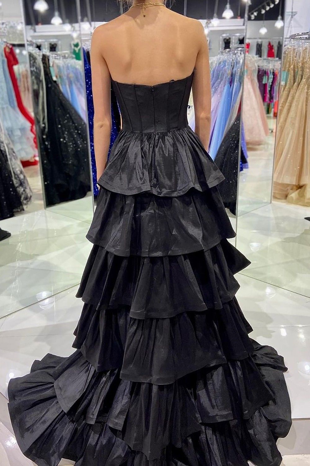 Weitese Stylish High Low Sweetheart Fuchsia Prom Dress with Ruffles