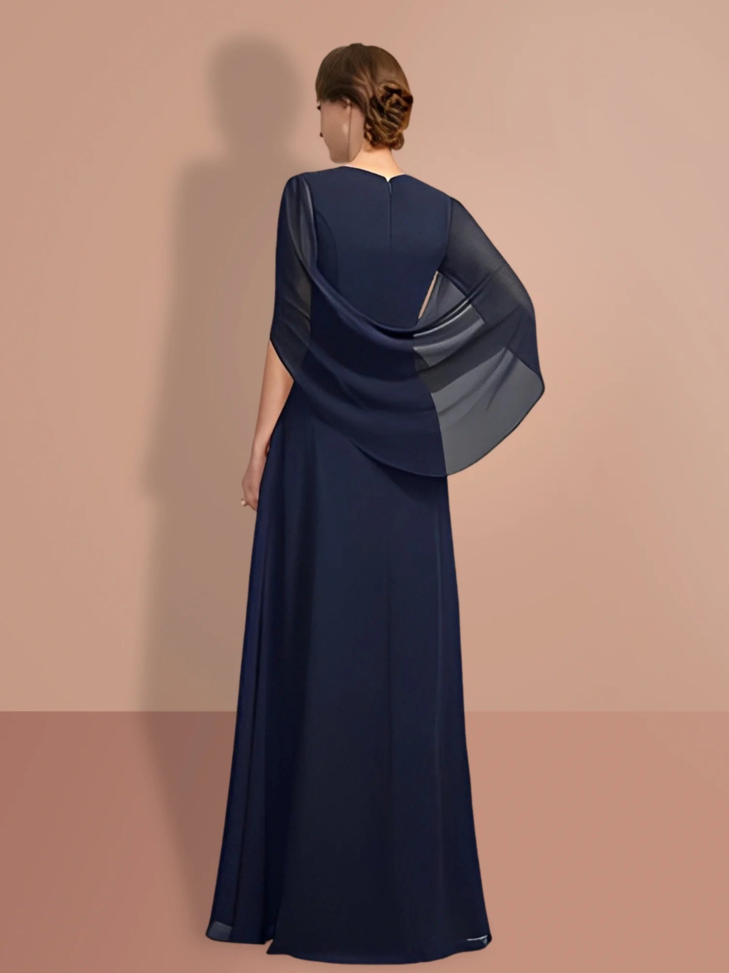 A-Line Half Sleeves V Neck Mother Of The Bride Dresses
