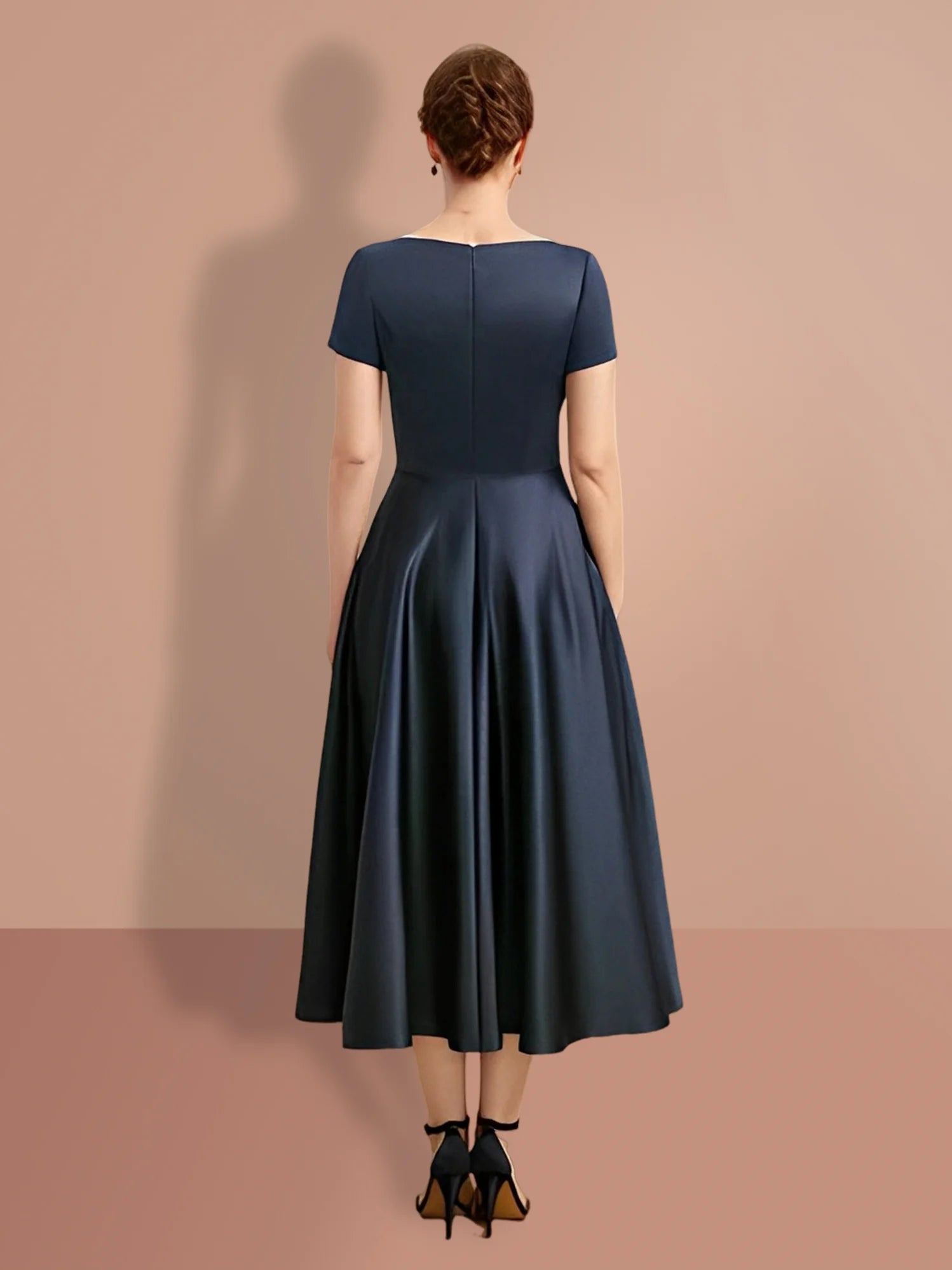 A-Line Short Sleeves V Neck Mother Of The Bride Dresses