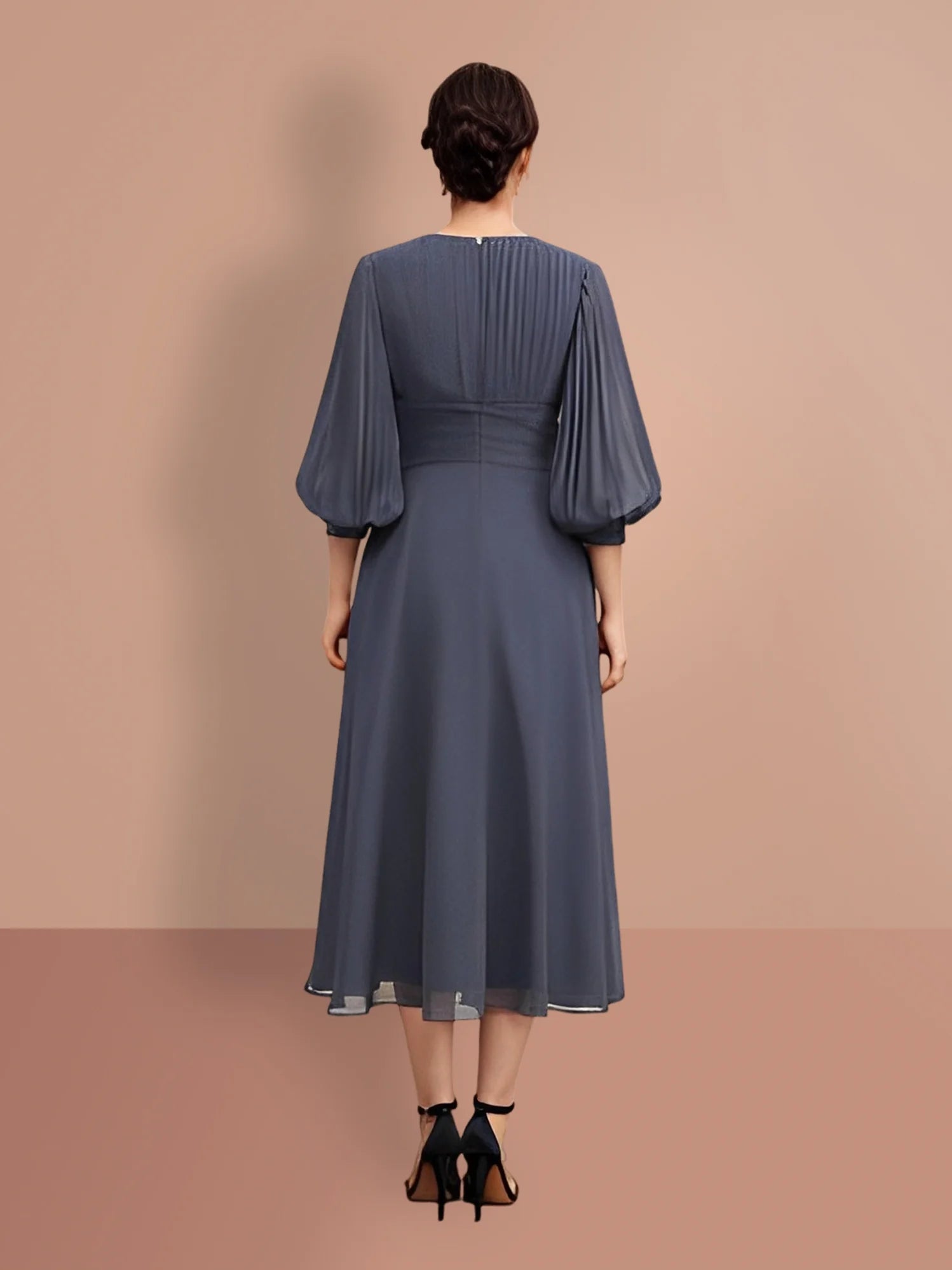 A-Line Half Sleeves V Neck Mother Of The Bride Dresses