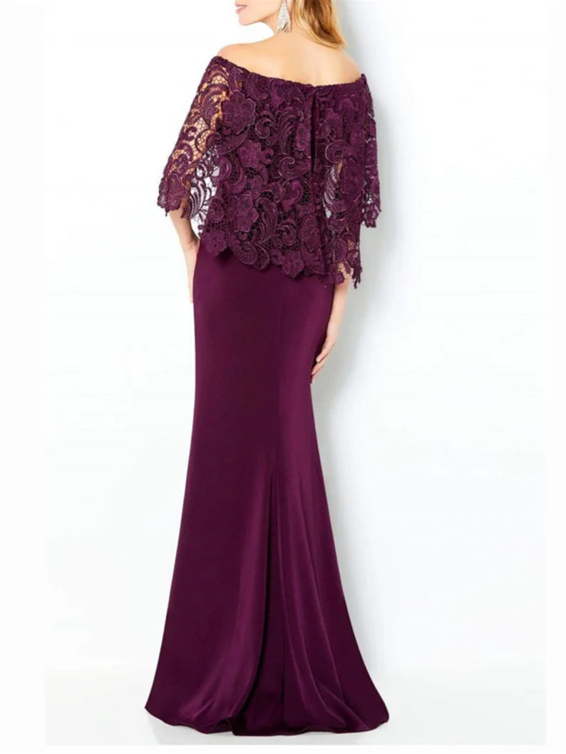 Sheath Off-The-Shoulder Mother Of The Bride Dresses With Lace