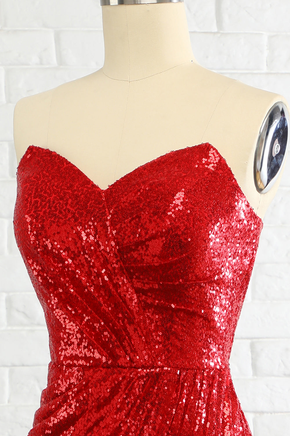 Weitese Mermaid Sweetheart Red Sequins Long Prom Dress Party Dress