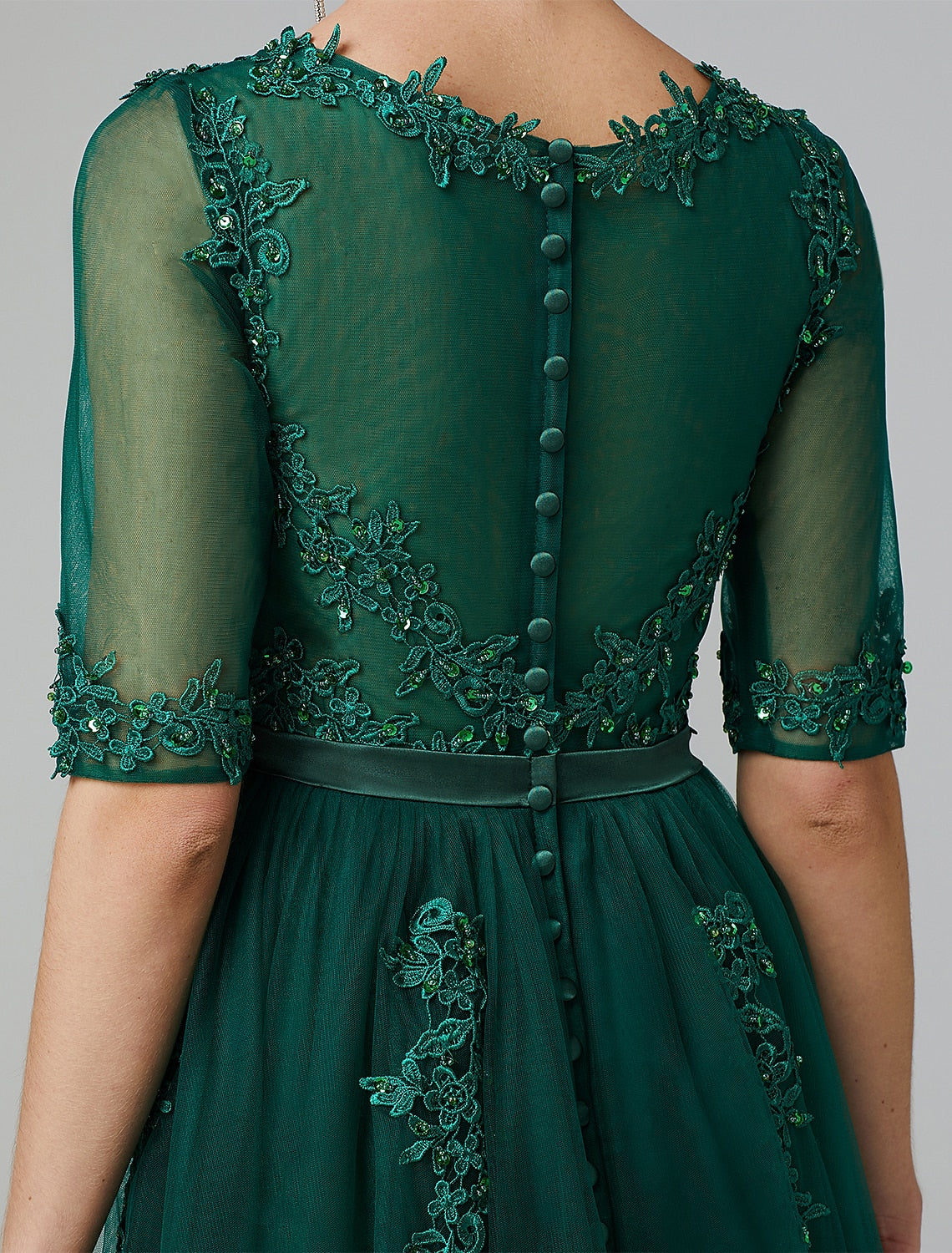 Weitese A-LineMother of the Bride Dresses Christmas Red Green Dress Formal Evening Kentucky Derby Tea Length Sleeveless Illusion Neck Fall Wedding Guest Lace Over Tulle with Sequin Appliques