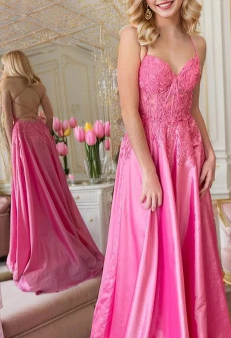 Spaghetti Straps Floor-Length Prom Dresses