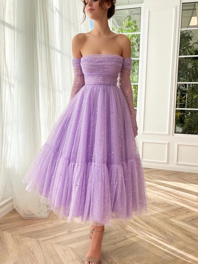 Sweetheart Strapless Fitted Off-The-Shoulder Gloves Ankle-Length Prom Dress