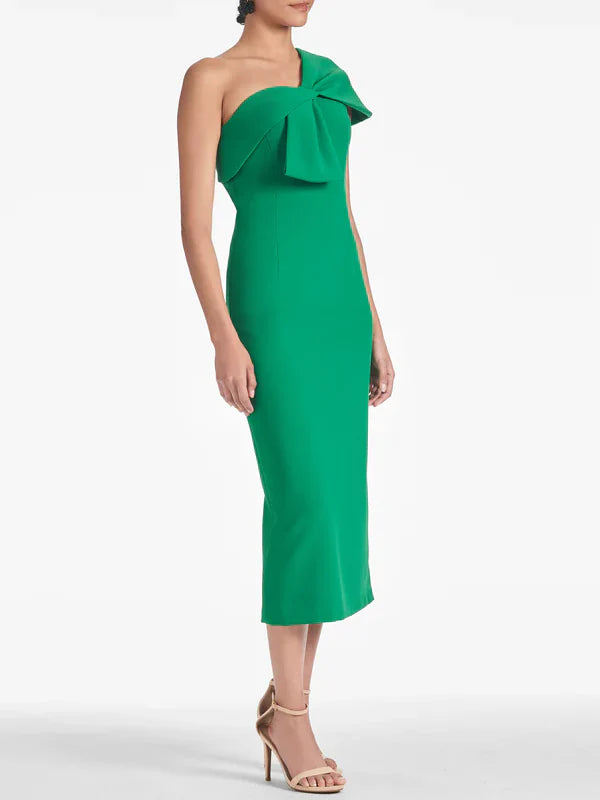 Sheath One Shoulder Tea-Length Homecoming Dresses Party Dress