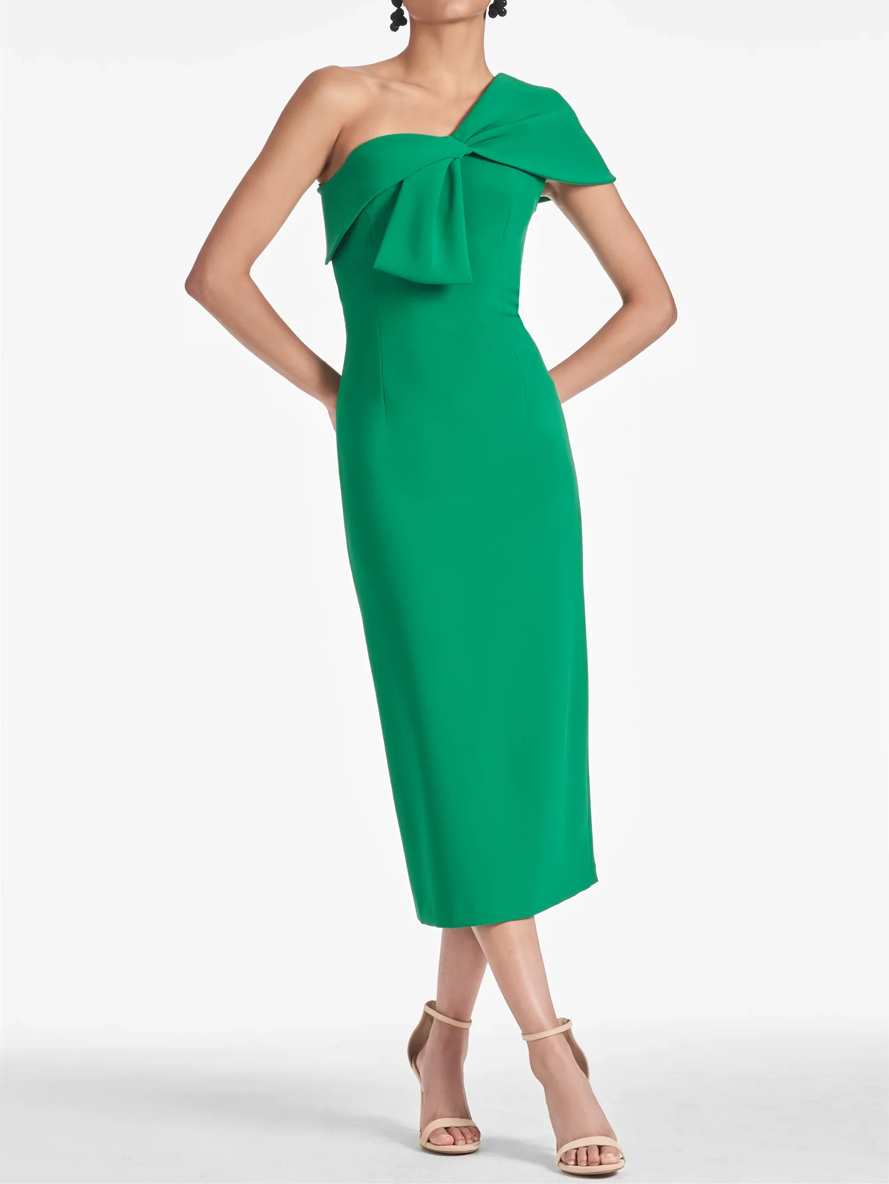 Sheath One Shoulder Tea-Length Homecoming Dresses Party Dress
