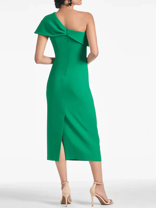 Sheath One Shoulder Tea-Length Homecoming Dresses Party Dress