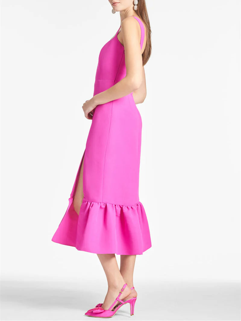 Sheath Square Neck Tea-Length Homecoming Dresses Party Dress