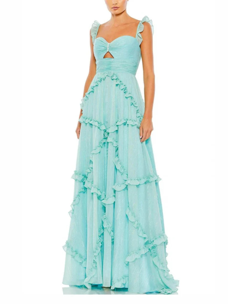 A-Line Spaghetti Straps Floor-Length Evening Dress