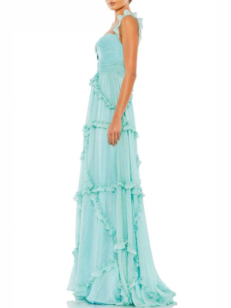 A-Line Spaghetti Straps Floor-Length Evening Dress