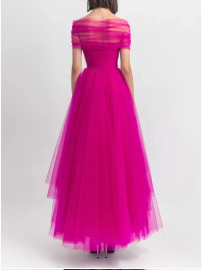 A-Line Off-The-Shoulder Ankle-Length Evening Dress