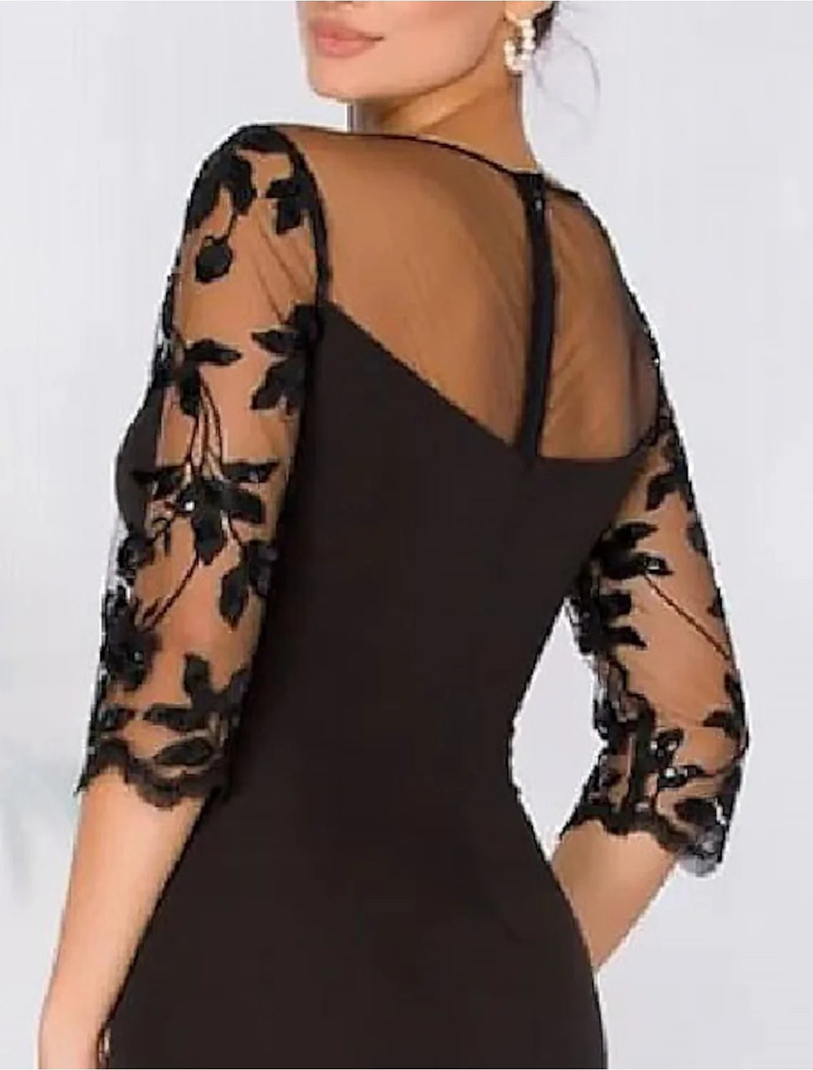 Trumpet Scoop Floor-Length Prom Dresses