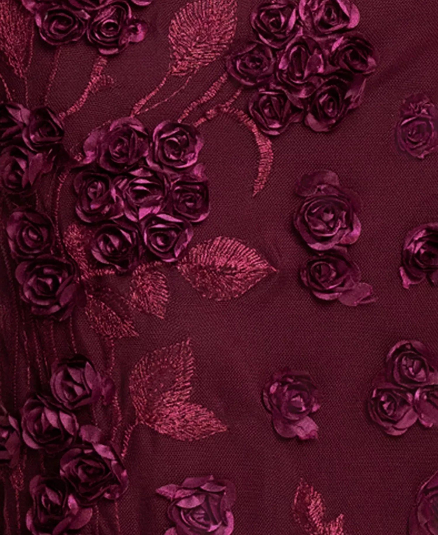 Cabernet Mesh with 3D Floral Appliques Sheath-Column Floor-Length Dress