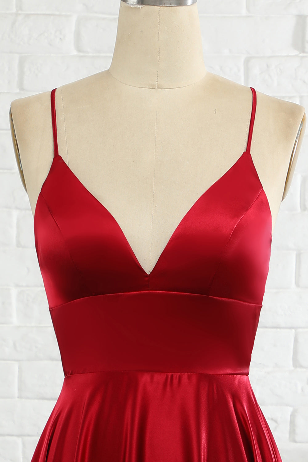 Weitese Simple A Line Spaghetti Straps Burgundy Long Prom Dress