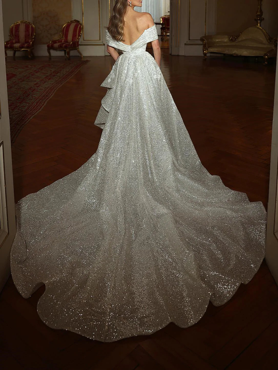 Sheath Off-The-Shoulder Floor-Length Prom Dresses