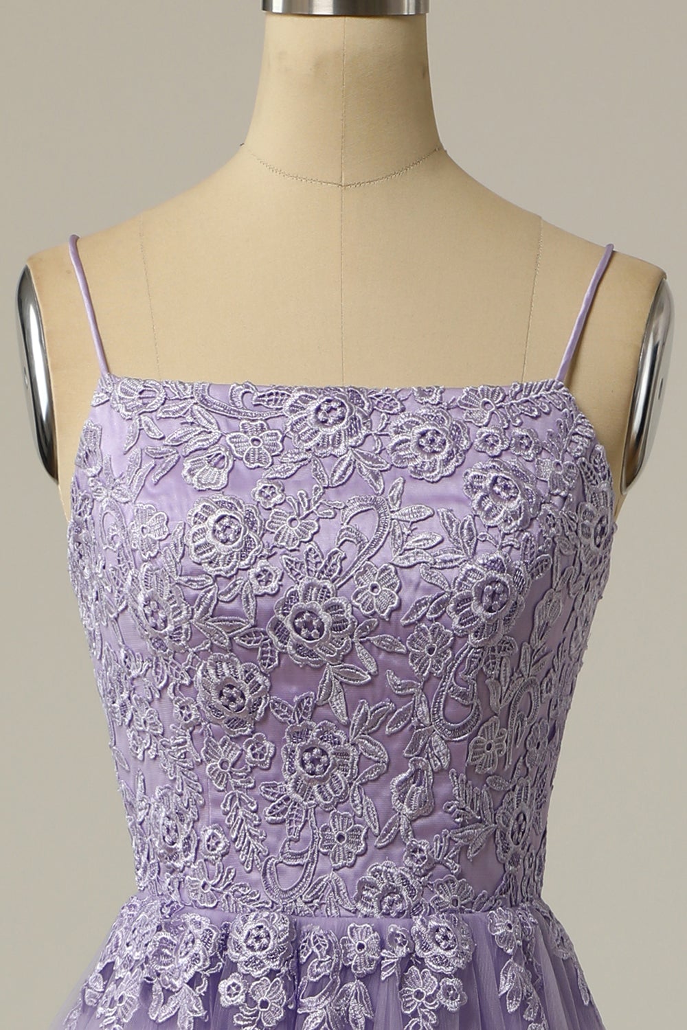 Weitese Gorgeous A Line Spaghetti Straps Lavender Long Prom Dress with Appliques