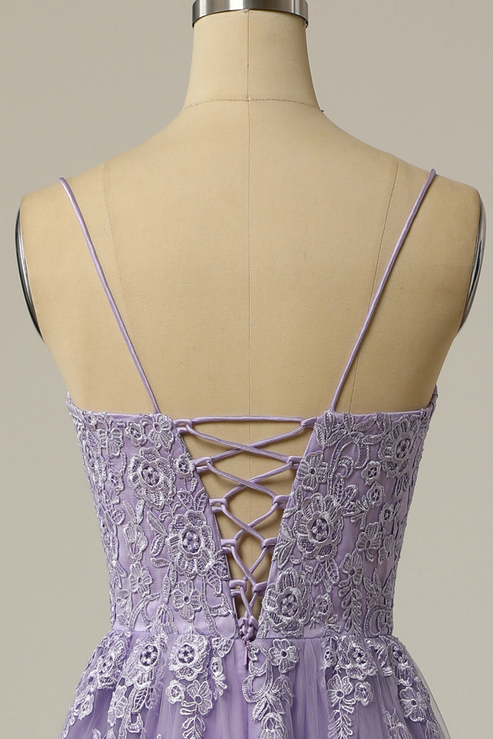 Weitese Gorgeous A Line Spaghetti Straps Lavender Long Prom Dress with Appliques