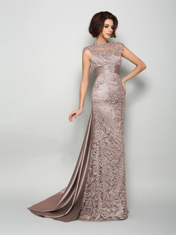High Neck Sleeveless Long Woven Satin Mother of the Bride Dresses
