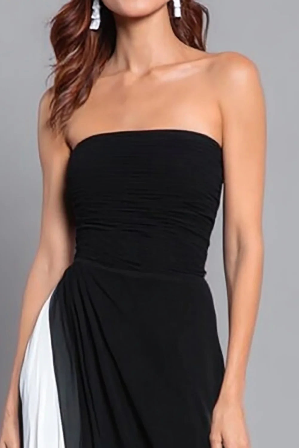 Black Chiffon A-Line Straight Across Zipper Back Floor-Length Dress