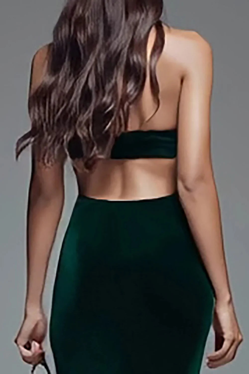 Forest Green Velvet Sheath Halter Open Back Floor-Length Dress