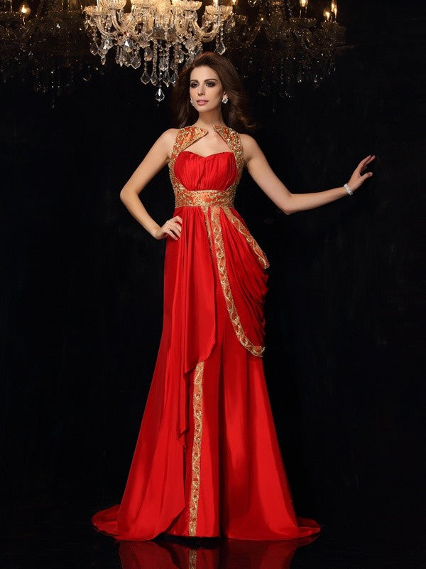 Sweetheart Sleeveless Long Taffeta Dresses