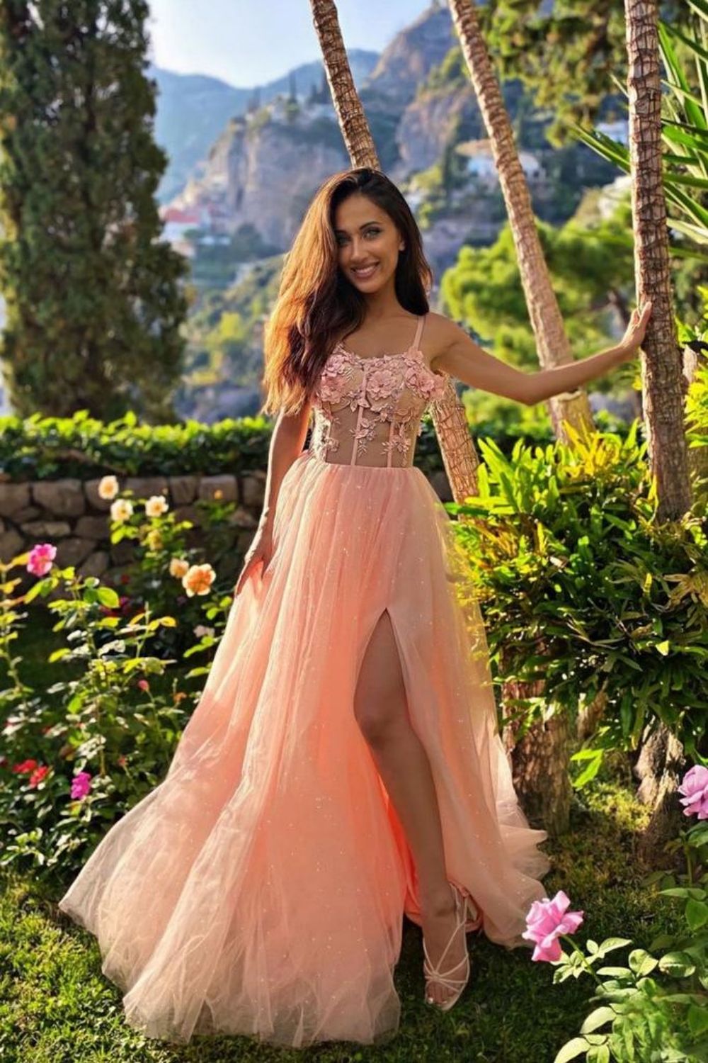 Weitese New Arrival A Line Off Shoulder Pink Prom Dress with Appliques