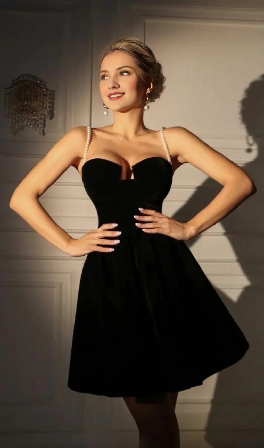 Robe de bal trapèze sans bretelles avec perles