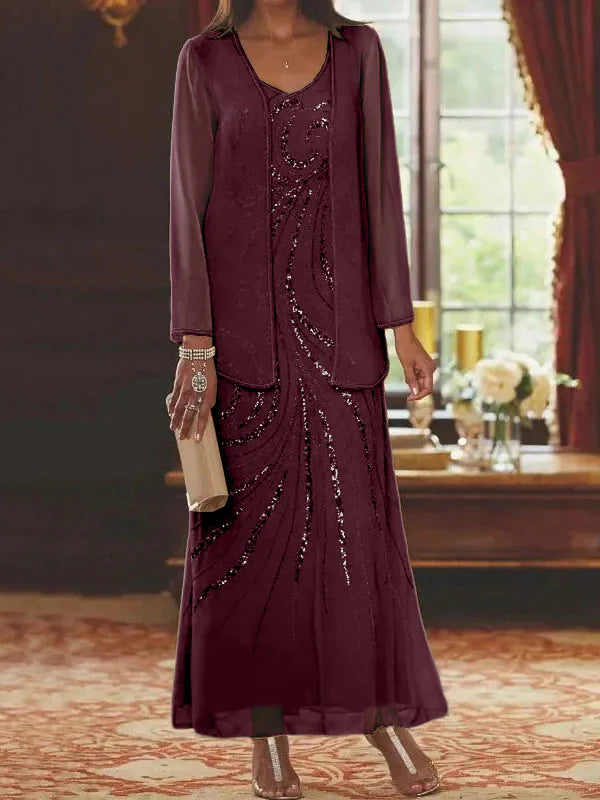 Sheath/Column V-Neck Mother Of The Bride Dresses